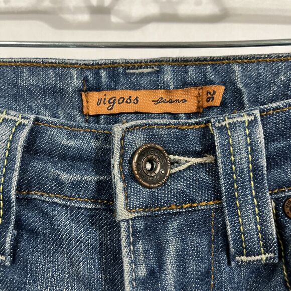 Vigoss Jeans Womens 26x27 Tomboy Boyfriend Distressed Medium Wash Embroidered - Picture 4 of 10